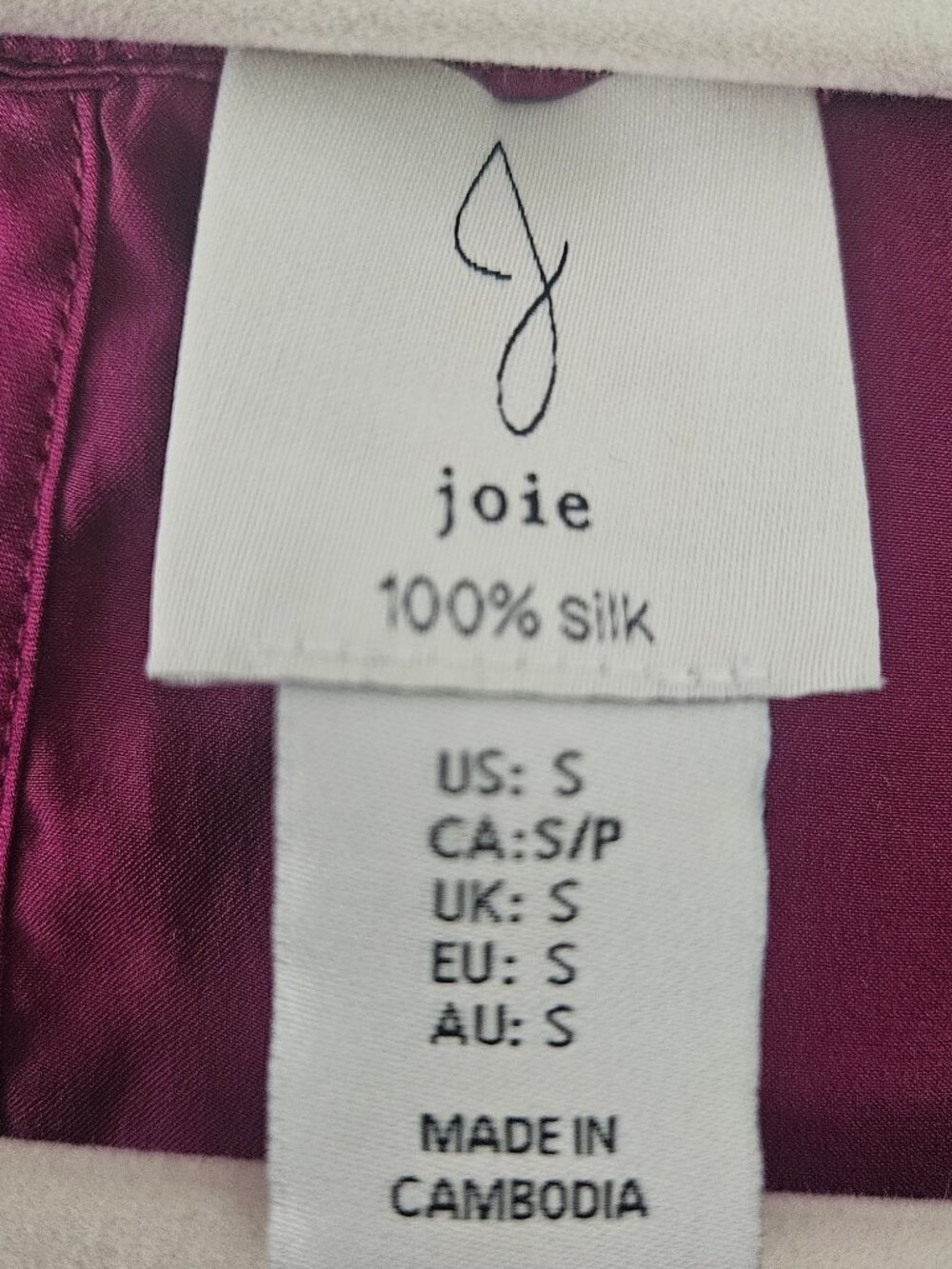 Joie 100% Silk Short Sleeve Keyhole Blouse Plum Purple Size Small - Picture 2 of 10